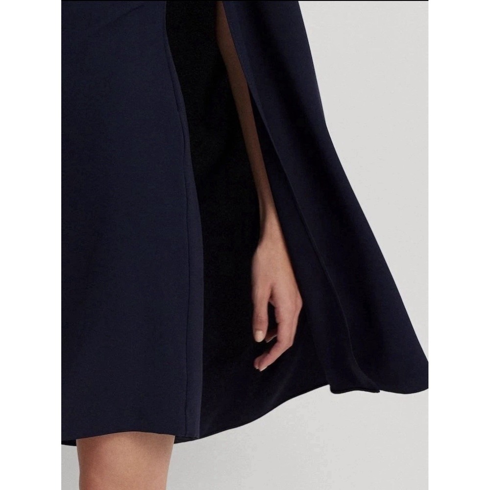 Lauren Ralph Lauren NWT Women's Georgette Cape Dress Navy Size 16  $195 - Picture 4 of 9